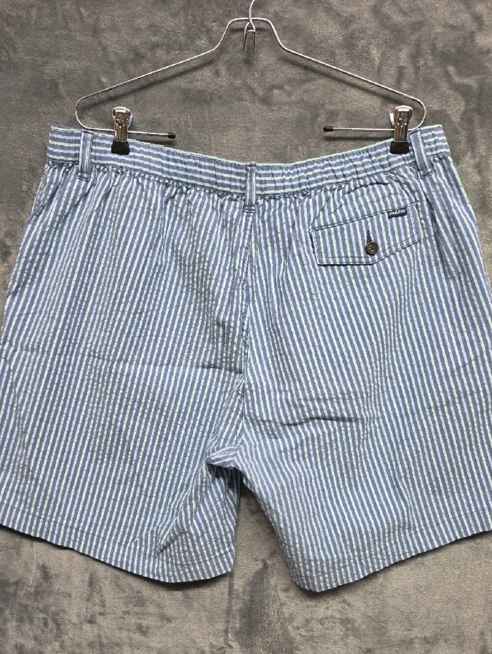 chubbies Light Blue & White Seersucker Stripe Flat Front Shorts Sz XXL